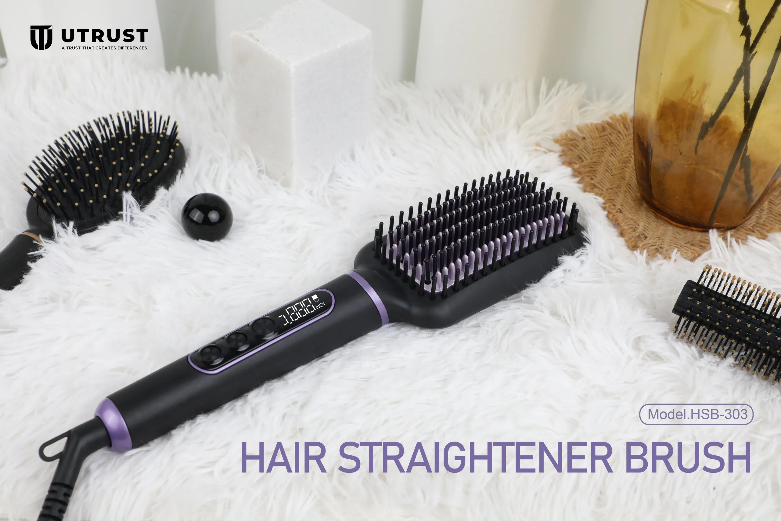 HSB-303 Hair straightener brush supplier